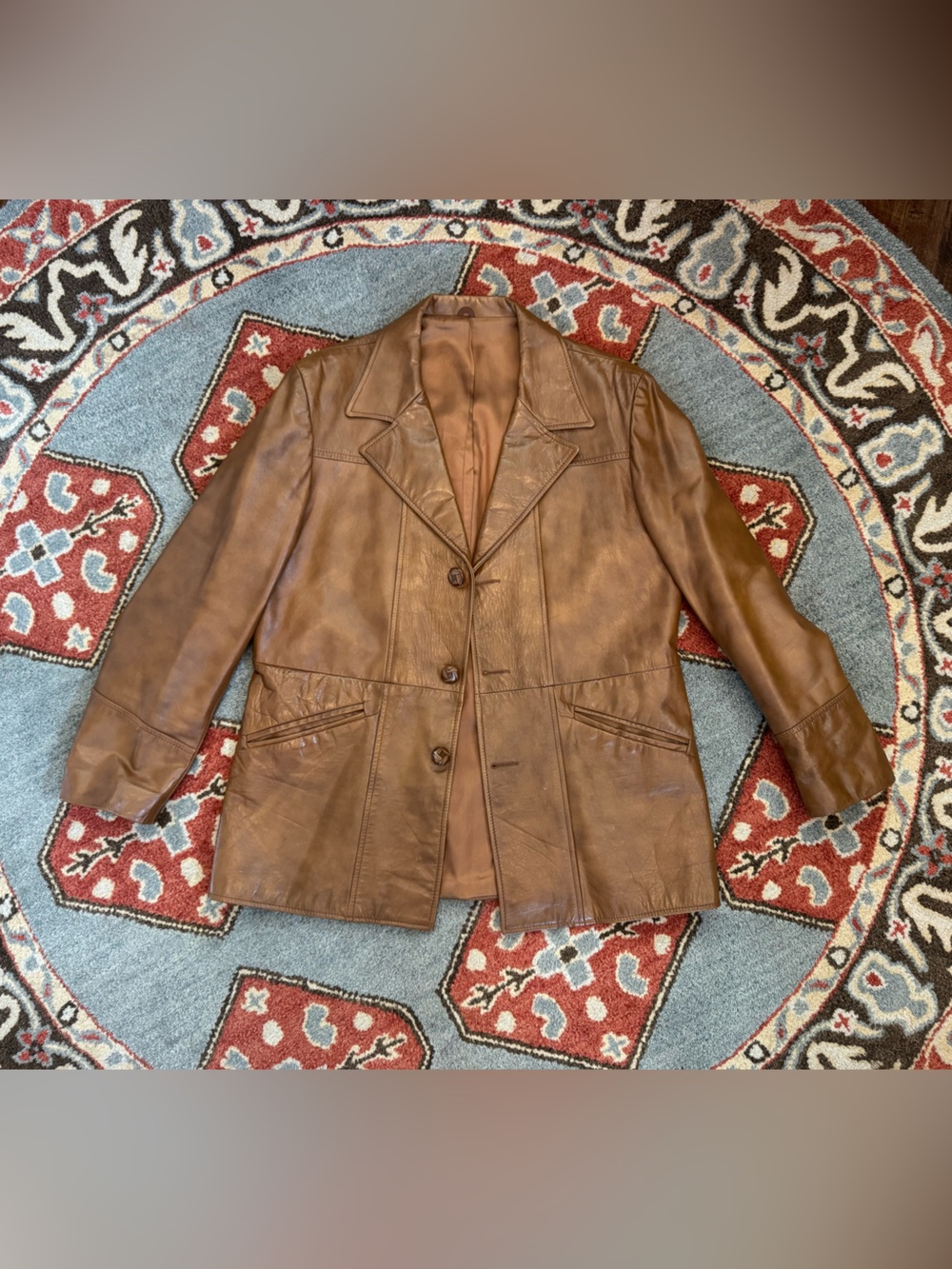 Vintage Genuine Brown leather jacket with western detailing
